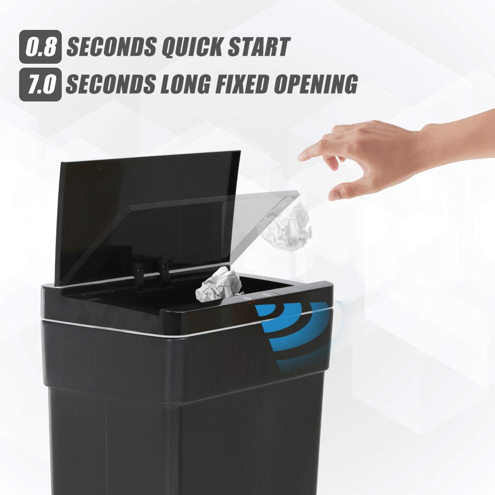 BestOffice 13 Gallon Trash Can Automatic Kitchen Trash Can Touch Free High-Capacity Garbage Can with Lid for Bedroom Bathroom Home Office 50 Liter