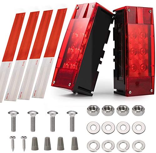 CZC AUTO 2PCS 12V LED Submersible Low Profile Rectangular Trailer Lights