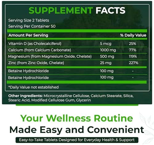 Natural Nutra Calcium Magnesium Zinc (Cal-Mag Zinc) with Vitamin D3,100 | Bone, Teeth, Muscle & Nerve Support, Gluten Free, Sugar Free