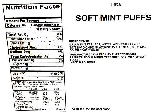 SweetGourmet Peppermint Soft Mint Puffs Clear Wrapped Bulk Candy | 1 Pound