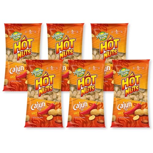 Hampton Farms Fancy Roasted In-Shell Cajun Peanuts, USA Grown, 10 oz Bag | Bold spicy Cajun roasted in-shell peanuts, USA grown, all natural, great for snacking and game day