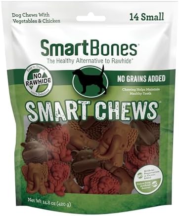 SmartBones Smart Chews, Rawhide Free Dog Chews, Treats for Dogs Made with Real Chicken and Vegetables, 14 Count Small | With Real Chicken & Veggies, No Grain Added and No Artificial Colors, Easy To Digest Chew Supports Dental Health, Small Dogs