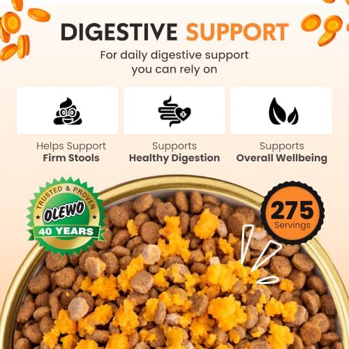 Olewo Carrots Dog Food Topper for Digestive Support & Firm Stools, 1 lb | Real-food digestive support. Whole-food alternative to powders, blends & synthetic supplements. Made in Germany.