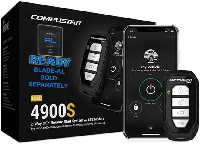 Compustar CSX4900-S 4-Button 2-Way, 3000' Remote Start System w/Drone X1LTE