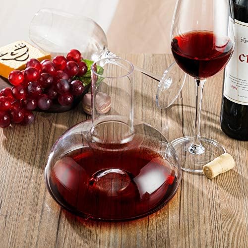 YouYah Wine Decanter Set, Red Wine Carafe with Drying Stand, Cleaning Beads and Aerator Lid, Crystal Glass, Wine Aerator, 100% Hand-blown