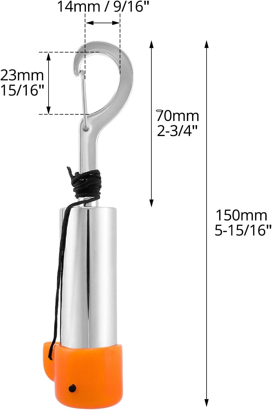 QWORK Scuba Diving Underwater Shaker with Clip, Non-Corrosive Metal Rattle Stick