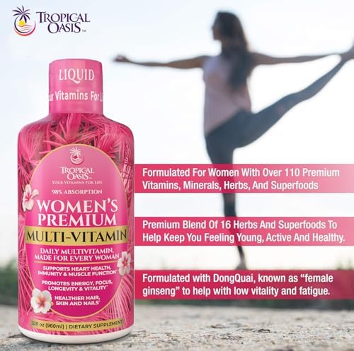 Premium Liquid Multivitamin for Women | Sugar Free Women’s Multivitamin | 100+ Vitamins, Minerals & Herbs Promote Anti-Aging, Heart, Brain & Bone Health |98% Absorption Rate | Non-GMO | 32 Serv