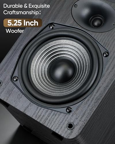 Saiyin 3-Way Passive Bookshelf Speakers 5.25inch Woofer | 50W*2 Power, 48Hz Deep Bass, 4Ω, HiFi Audio For Home Theater/Turntable/Stereo Receiver