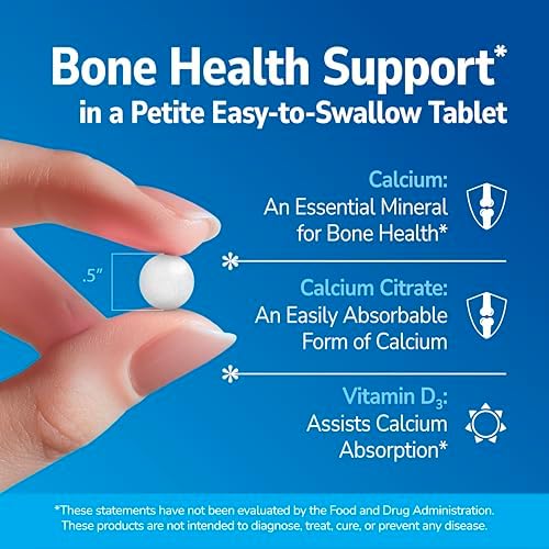 21st Century Calcium Citrate + D3 Petites, Easy to Swallow, 200 Count | Highly Absorbable Calcium Citrate with Vitamin D3