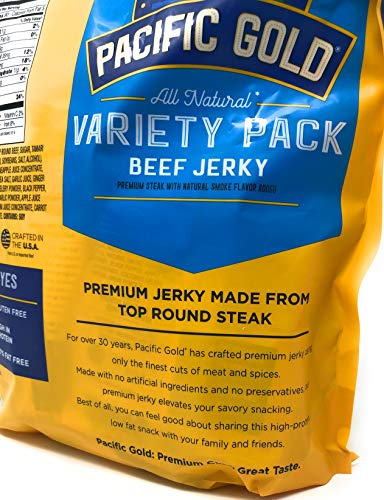 Pacific Gold Beef Jerky Original & Teriyaki, 12 Count Per Bag (2 Bags (24 Count))