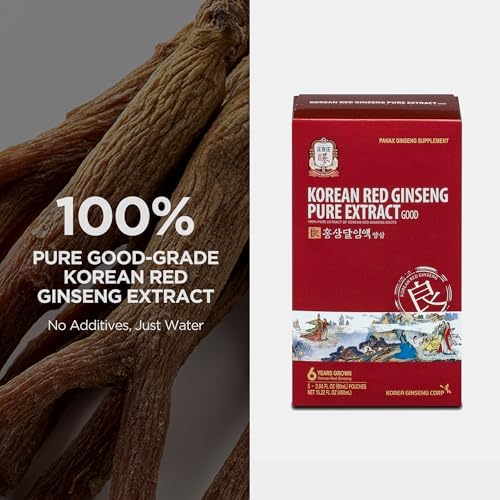 Jung Kwan Jang Korean Ginseng Pure Extract Cut - Immnue Support 30 Pouches | Sorted By Root Grade: Earth, Good & Cut, Korean Red Panax Ginseng, Ready-To-Consume Packet Supplement Drinks for Men & Women