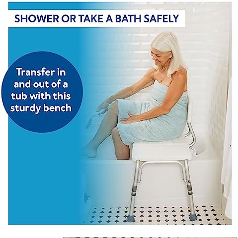 Carex Shower Bench and Shower Chair For Elderly and Disabled with Height Adjustable Legs, Tub Bench Converts to Right or Left Hand Entry