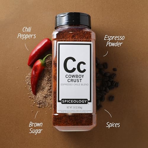 Spiceology Cowboy Crust Espresso Chile Seasoning, 4.4 oz | Bold Coffee Spice Blend & Dry Rub For Beef Brisket, Pork Chops, Steak, Chicken Thighs & Ribs