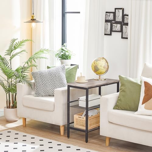 HOOBRO End Table, 3-Tier Narrow Side Table, Nightstand with 2 Flat or Slant Adjustable Shelves for Small Spaces, Hallway, Living Room, Bedroom, Sturdy
