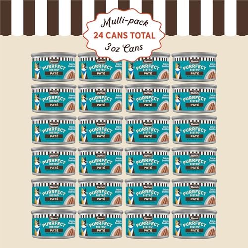 Merrick Purrfect Bistro Grain Free Premium Soft Canned Pate Adult Wet Cat Food, High Protein Duck Recipe - (Pack of 24) 3 oz. Cans