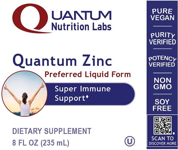 Quantum Nutrition Labs Liquid Zinc Supplement Drops - Zinc Sulfate Tincture for Adults, 25mg per Serving