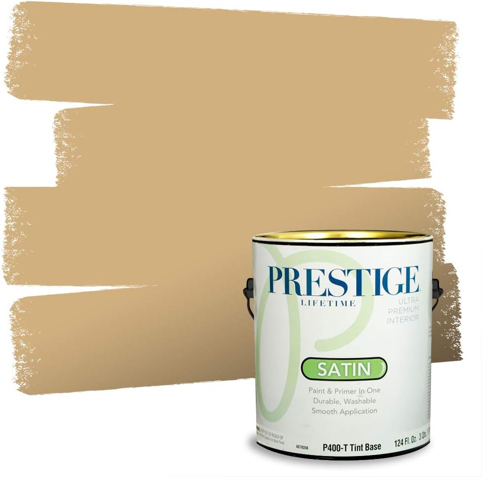 PRESTIGE Paints Exterior Paint and Primer In One, 1-Gallon, Satin, Comparable Match of Sherwin Williams* Relaxed Khaki*