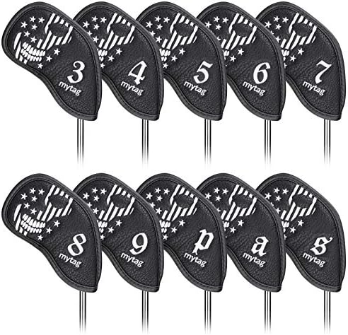 Skull Golf Head Covers Black Synthetic Leather Skeleton Golf Headcovers Set