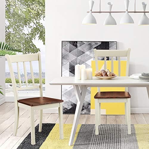 GIANTEX Wood Dining Chairs Set of 2, Armless Kitchen Chairs
