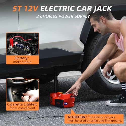 STANDTALL Electric Car Jack 5 Ton 12V Hydraulic Jack, Built-in Inflator