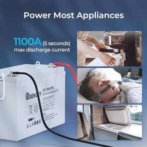 Renogy Deep Cycle AGM 12 Volt 100Ah Battery, 3% Self-Discharge Rate, 1100A Max Discharge Current, Safe Charge Appliances for RV, Camping, Cabin