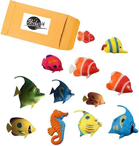 Brewish Artificial Lifelike Plastic Fish for Aquarium Tank Decorations Ornaments | Random Pattern Moving Floating Fishes Toy for Swimming in Bubble