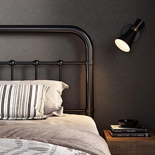 Allewie Queen Metal Bed Frame with Victorian Iron-Art Headboard, Black | Victorian Style Wrought Iron-Art Headboard/Footboard, Easy Assembly