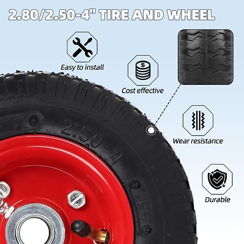 AR-PRO (2-PACK) 4.80/4.00-8" Tire and Wheel, 16" Pneumatic Tire Wheels with 3/4" Bearings and 3" Centered Hub for Wheelbarrow, Hand Truck