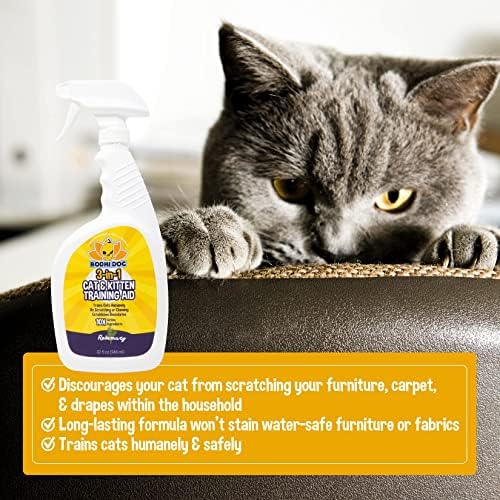 Bodhi 3-in-1 Cat & Kitten Training Aid - Cat Deterrent Spray for Indoor and Outdoor Use - Repellent to Establish Boundaries, Keep Cats Off Furniture
