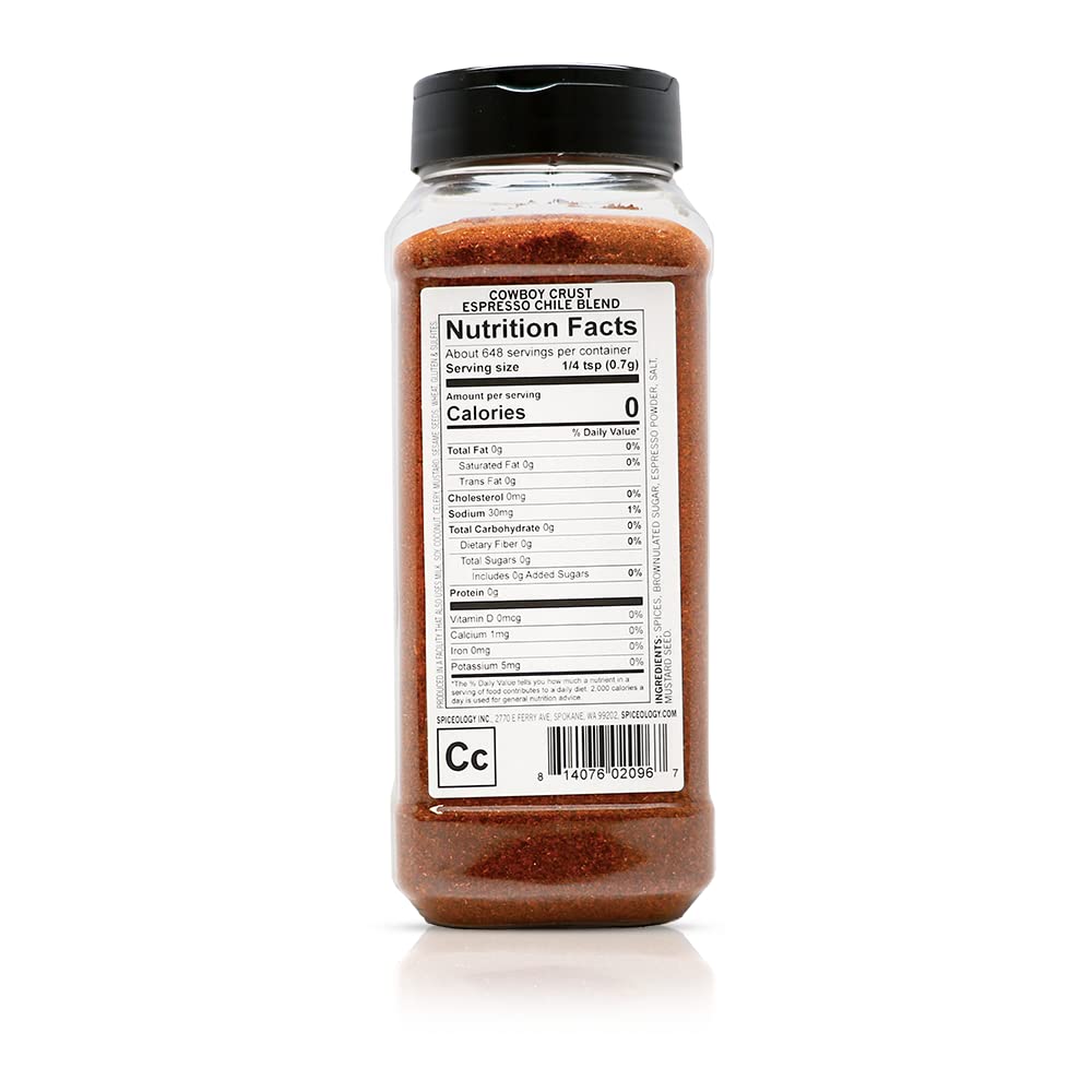 Spiceology Cowboy Crust Espresso Chile Seasoning, 4.4 oz | Bold Coffee Spice Blend & Dry Rub For Beef Brisket, Pork Chops, Steak, Chicken Thighs & Ribs