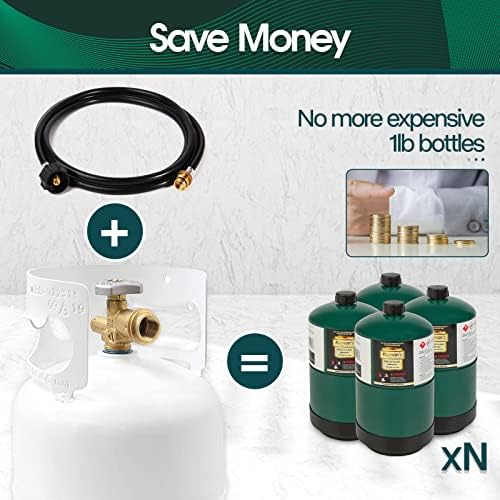 KOMAN 5FT Propane Hose Adapter 1lb to 20lb, Propane Tank Aapter, Converter for Buddy Heaters, Coleman Camping Stove, Weber Q/Blackstone Griddle Grill