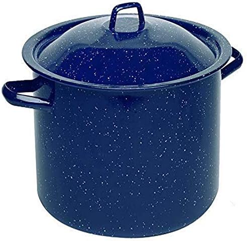 IMUSA USA C20666-1062810W Speckled Enamel Stock Pot with Lid, 4 Quart, Blue | Speckled Enamel Finish, Durable Steel Construction, Ideal for Soups and Stews, Great for Everyday Family Meals