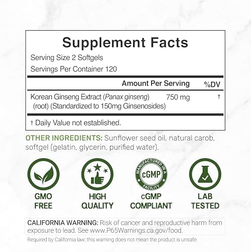 DEAL SUPPLEMENT Korean Red Panax Ginseng Root Extract, 240 Softgels