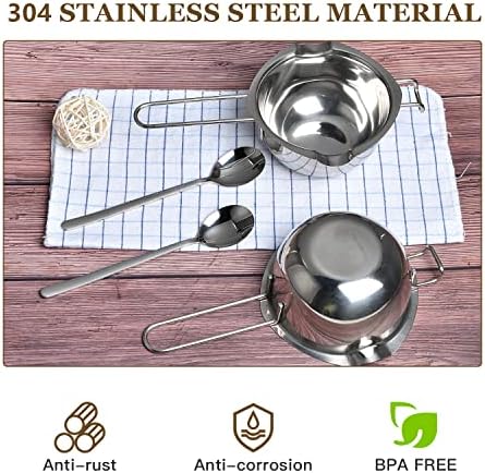 2 Pieces Stainless Steel Double Boiler Pot with 2 Metal Spoon, Chocolate Melting Pot for Melting Chocolate, Butter, Cheese