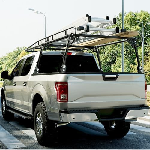 ECOTRIC 1000 LBS Adjustable 58"-69" Universal Truck Bed Rack Contractor Ladder Pickup Lumber Utility Kayak Full Size Rack 60"(W) x 138"(L) x 34"(H)