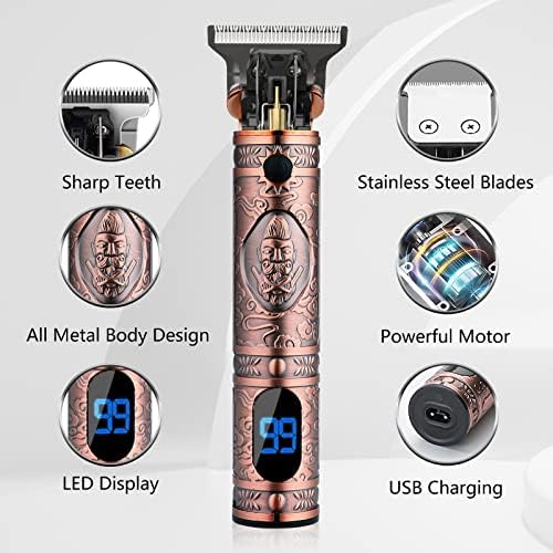 AMULISS Beard Trimmer for Men,Zero Gapped Vintage Professional Hair Clipper