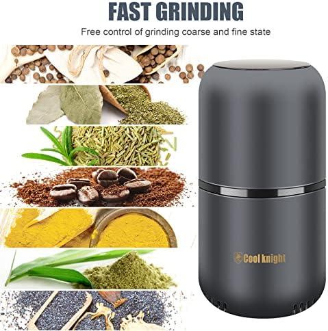 COOL KNIGHT Herb Grinder [large capacity/fast/Electric ]-Spice Herb Coffee Grinder with Pollen Catcher/- 7.5" (Black)