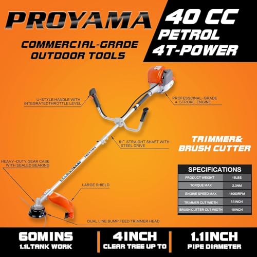 PROYAMA 26cc Gas Powered Weed Eater Wacker, String Trimmer, Brush Cutter