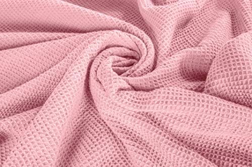 Crover All Season Waffle Premium Thermal Blanket Queen Size 90"x90" Durable Soft Cozy Breathable Weave Design 100% Cotton, Orchid Pink