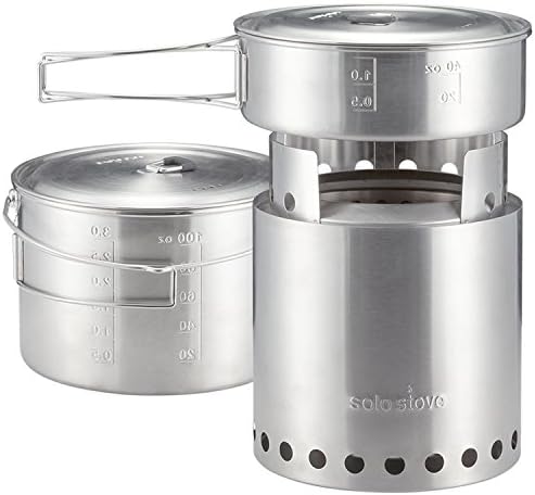 Solo Stove Campfire 2 Pot Set Combo - 4+ Person Wood Burning Camping Stove | Outdoor Kitchen Kit for Backpacking Camping Survival | NO Batteries or