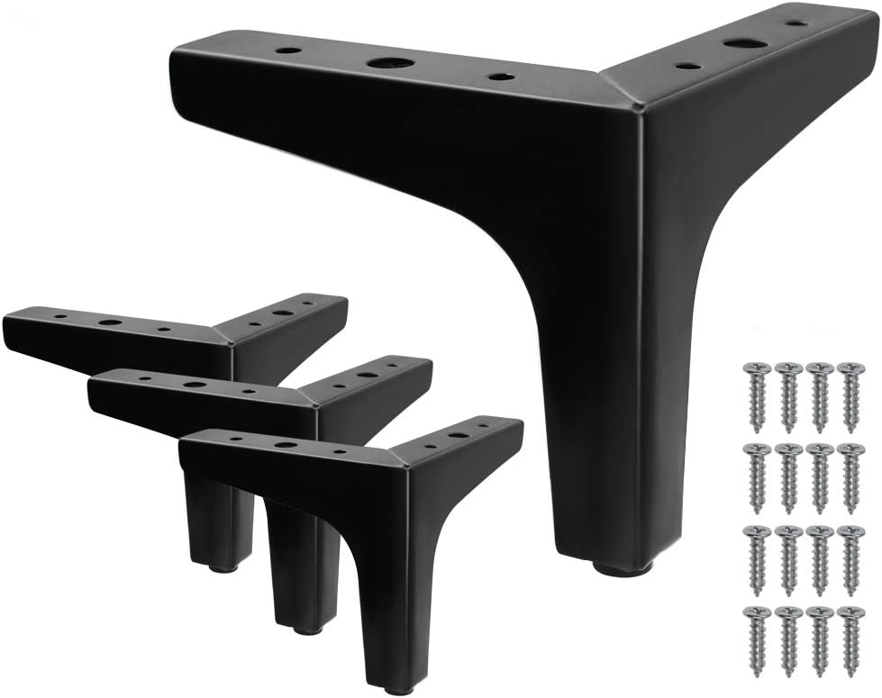4 Pack 4 Inch Furniture Legs, Chrome Metal Polished Triangle Feet