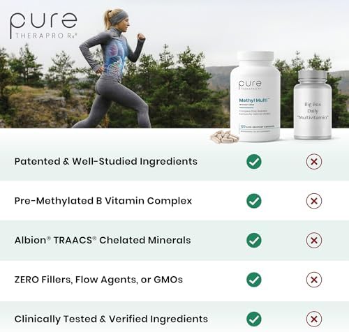 Pure Therapro Rx Methyl Multi Without Iron, Multivitamin, 240 Capsules | Includes Methyl B12 & Methylfolate, For Men & Women, Made in USA, 4-Month Supply