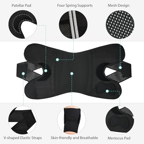 Knee Brace with Side Stabilizers for Meniscus Tear,Adjustable Knee Wrap | for Pain Relief, Breathable Compression Knee Support for Knee Pain, ACL, MCL, Arthritis, Sports, Women&Men (Black, X-Large)