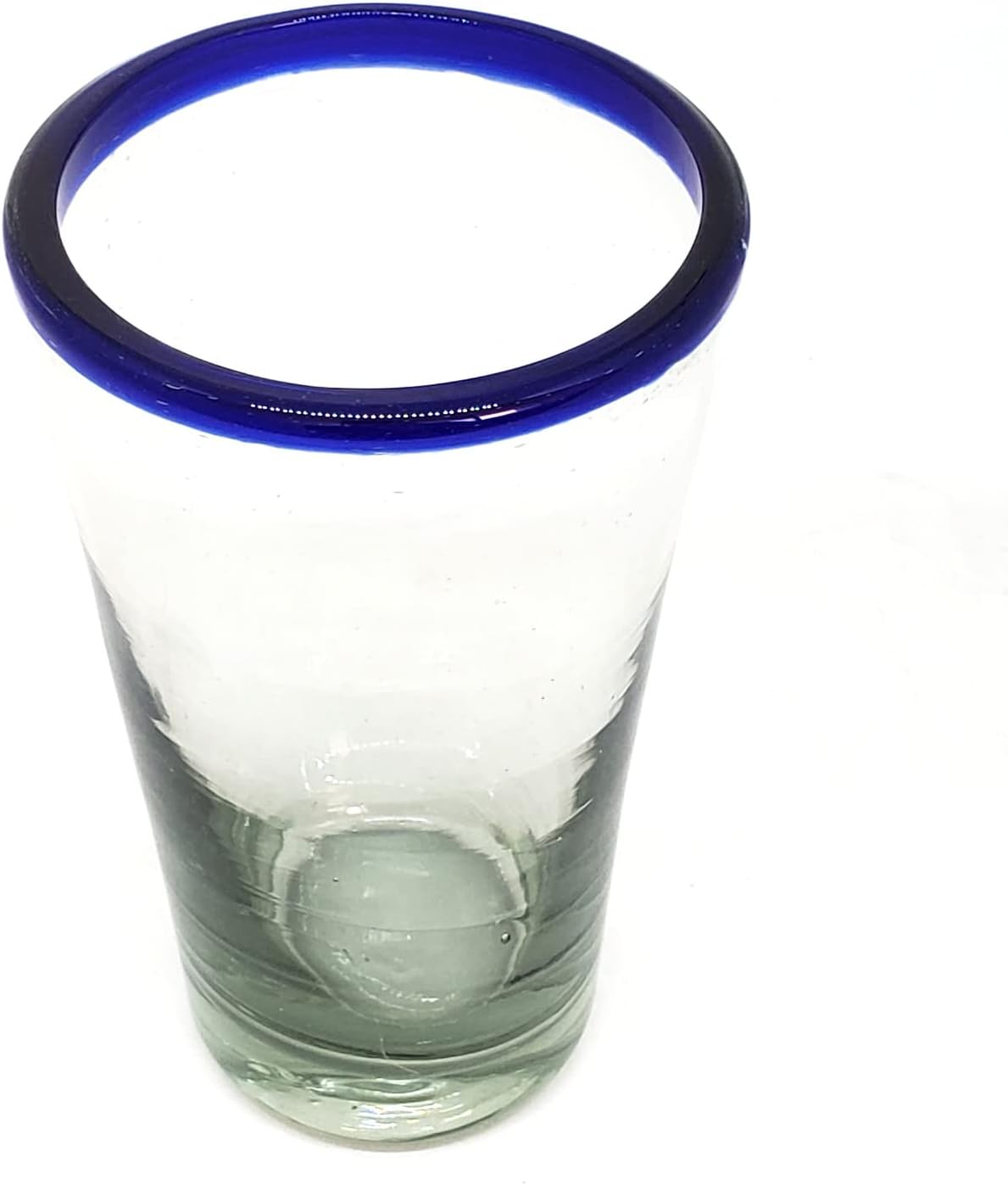 Cobalt Blue Rim 16 oz Pint Glasses (set of 6), Recycled Glass, Lead-free, Toxin-Free (16oz Pint)