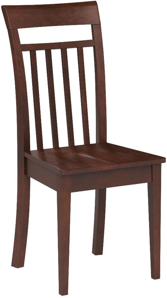 East West Furniture CAC-MAH-LC Capri Kitchen Dining Chairs - Faux Leather Upholstered Solid Wood Chairs, Set of 2, Mahogany