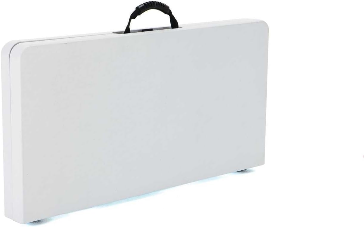 LIFETIME 280228 37-Inch Square Fold-in-Half Table, White Granite Top with Gray Frame