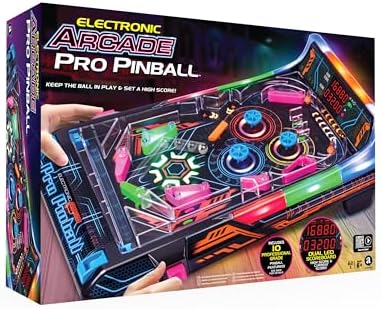 Merchant Ambassador Electronic Arcade Pro Pinball - Light & Sound Tabletop Game, Dual LED Scoreboard, 10 Professional-Grade Features