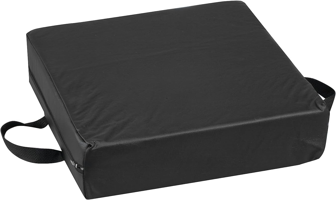 DMI Comfort Seat Cushion for Soft and Firm Support on Wheelchairs, Office Chairs, Dining Chairs and Stadium Seats, Standard Foam, 16 x 16 x 4, Black