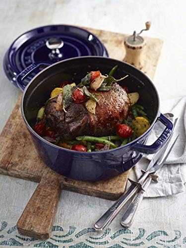 Staub Cast Iron 5.5-qt Round Cocotte - Dark Blue, Made in France