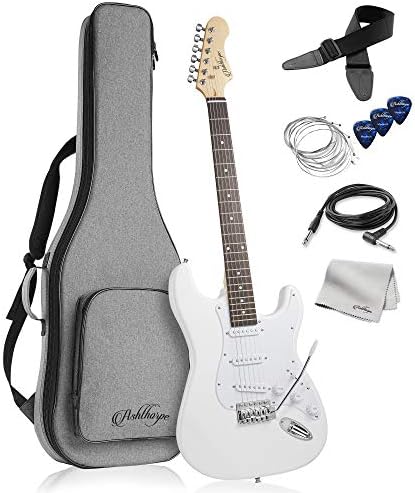 Ashthorpe 39-Inch Electric Guitar (Blue-Black), Full-Size Guitar Kit with Padded Gig Bag, Tremolo Bar, Strap, Strings, Cable, Cloth, Picks